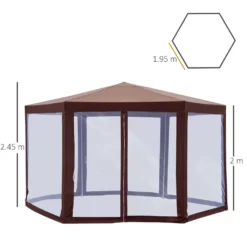 Outsunny Pavillon Gartenpavillon Mit 6 Seitenteilen Moskitonetz Partyzelt Gartenzelt Festzelt Zelt 6-eckig Polyester+Stahl Braun -Angebote Moos Traum Store e3ceb37138087ae2a06eb84c4a47899b