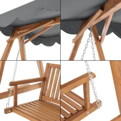 Hollywoodschaukel Afandou 200 X 130 X 185 Cm Gartenschaukel Mit Dach Max. 200 Kg Schaukelbank Für 2 Personen Gestell Aus Massivholz Dunkelgrau -Angebote Moos Traum Store e4705b8af280e896861e52aeeee51652