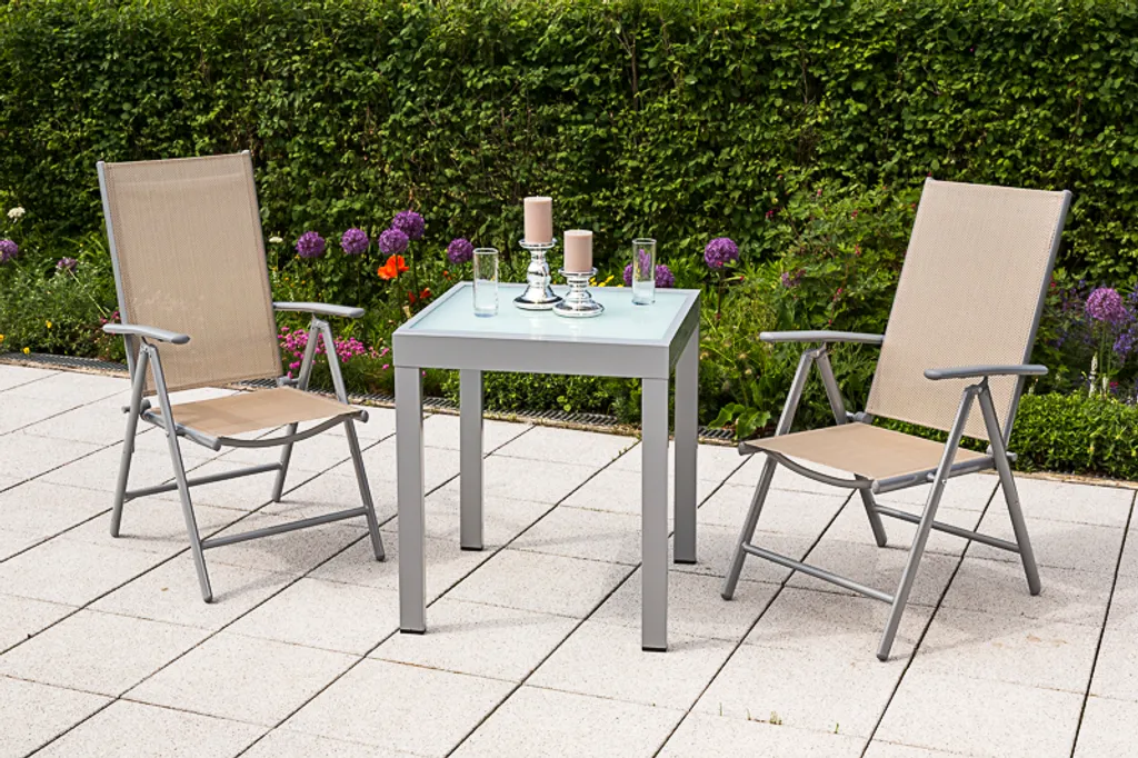 Merxx Gartenmöbelset Amalfi 3tlg. Aluminium, Textil Silber, Marineblau 9 Merxx Gartenmöbelset Amalfi 3tlg. Aluminium, Textil Silber, Marineblau – Bild 9