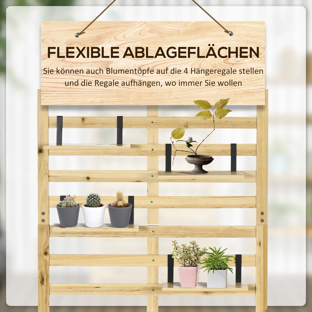 Outsunny Aufbewahrungsbox, Aufbewahrungstruhe Mit Rankhilfe, Auflagenbox Mit Ablagen, Gartentruhe, Kissenbox, Massivholz, Natur, 80 X 45 X 160 Cm 6 Outsunny Aufbewahrungsbox, Aufbewahrungstruhe Mit Rankhilfe, Auflagenbox Mit Ablagen, Gartentruhe, Kissenbox, Massivholz, Natur, 80 X 45 X 160 Cm – Bild 6
