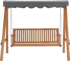 Hollywoodschaukel Afandou 200 X 130 X 185 Cm Gartenschaukel Mit Dach Max. 200 Kg Schaukelbank Für 2 Personen Gestell Aus Massivholz Dunkelgrau -Angebote Moos Traum Store e72978d75e8af5005b0d83440a324d13