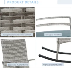 Outsunny Schaukelstuhl Schwingsessel Gartenstuhl Mit Kissen, Polyrattan+Metall, Grau, 66 X 88 X 98 Cm 14 Outsunny Schaukelstuhl Schwingsessel Gartenstuhl Mit Kissen, Polyrattan+Metall, Grau, 66 X 88 X 98 Cm -Angebote Moos Traum Store e77c686e5c7ecd8ace7d3183d5d8db4e