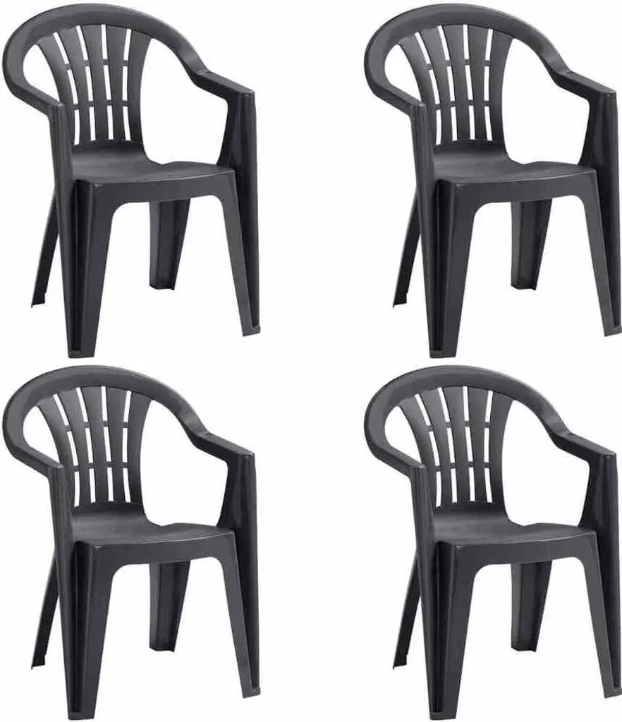 JARDIN Cuba SET 4x Stapelsessel Graphit Kunststoff N01364 1 JARDIN Cuba SET 4x Stapelsessel Graphit Kunststoff N01364