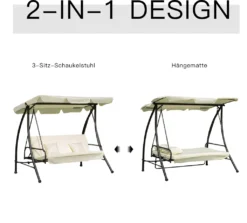 Outsunny Hollywoodschaukel Gartenschaukel Schaukel Schaukelbank Mit Liege-Funktion, 3 Sitzer, Metall+Polyester, Weiß, 200 X 125 X 170 Cm -Angebote Moos Traum Store ea2756450e3a785d5232880326584ddd