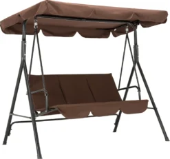 MCombo 3-Sitzer Hollywoodschaukel Gartenschaukel Gartenliege Schaukelbank 8003 Braun