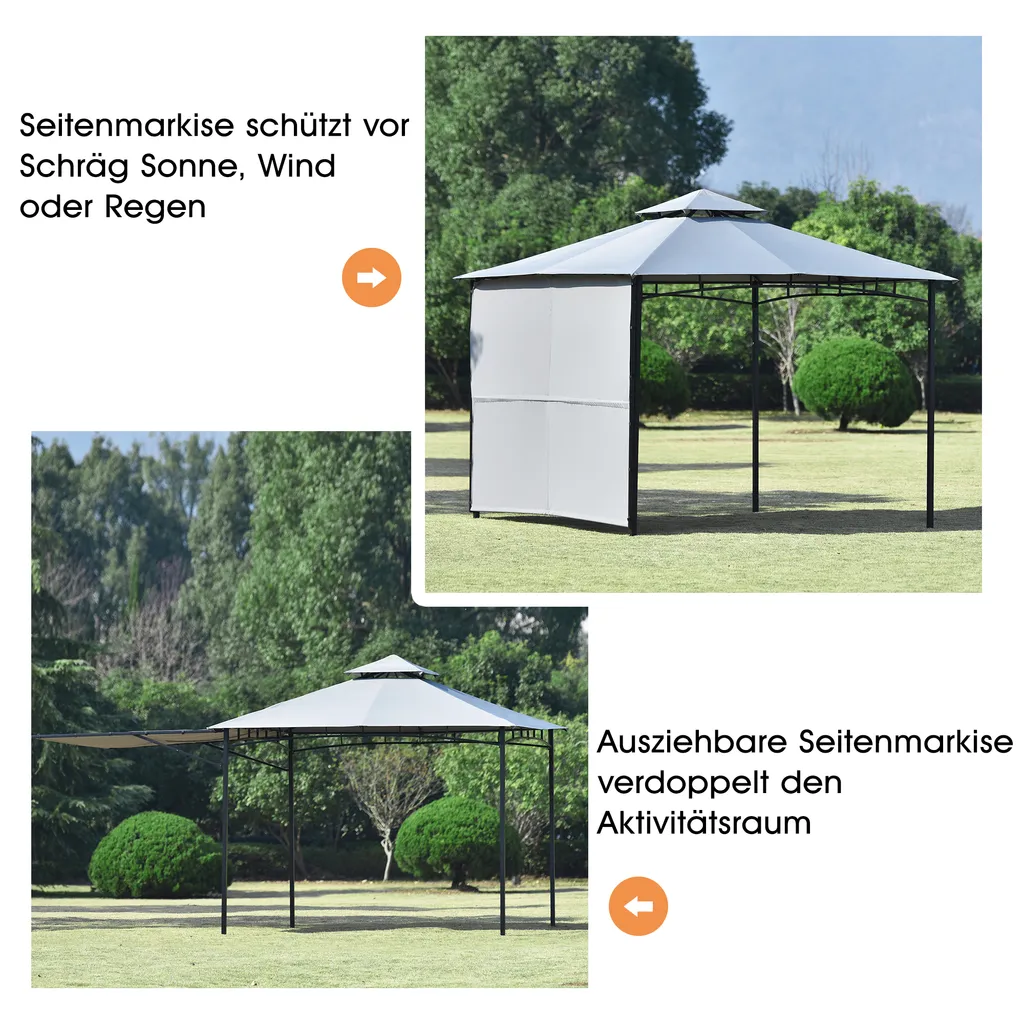Merax Pavillon 3x3m Gartenpavillon Partyzelt Inkl. Seitenwand Und Metall Gestell, Wasserdicht Gartenzelt Mit UV-Schutz, Grau 3 Merax Pavillon 3x3m Gartenpavillon Partyzelt Inkl. Seitenwand Und Metall Gestell, Wasserdicht Gartenzelt Mit UV-Schutz, Grau – Bild 3