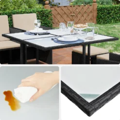 SONGMICS 9er Set, Balkonmöbel, Esstisch Und Stühle, Aus PE-Rattan, Terrassenmöbel GGF009B02 -Angebote Moos Traum Store edd380eb5b12b6e4a23c854c45284c94