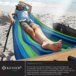 KESSER® Hängematte Vill Mit Gestell Metall Faltbar Verstellbar Stabiler Rahmen Indoor & Outdoor Mit Tragetasche + Beutel Hängesessel Hängemattengestell Camping Garten Pool Balkon Terrasse , Farbe:Blau 12 KESSER® Hängematte Vill Mit Gestell Metall Faltbar Verstellbar Stabiler Rahmen Indoor & Outdoor Mit Tragetasche + Beutel Hängesessel Hängemattengestell Camping Garten Pool Balkon Terrasse , Farbe:Blau -Angebote Moos Traum Store ee710b3095afb8390776d50650a70f50