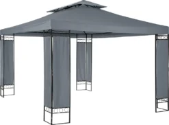 Tectake Gartenpavillon Leyla 3,9x2,9m - Anthrazit