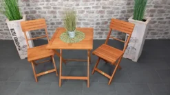 3 Tlg. Balkonset Eukalyptusholz, Klappbar