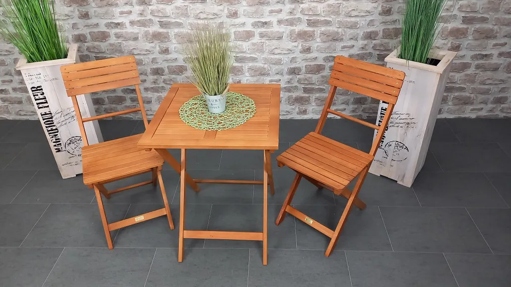 3 Tlg. Balkonset Eukalyptusholz, Klappbar 1 3 Tlg. Balkonset Eukalyptusholz, Klappbar