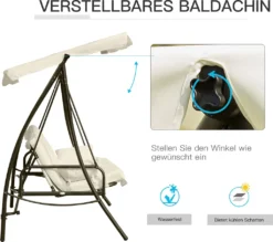 Outsunny Hollywoodschaukel Gartenschaukel Schaukel Schaukelbank Mit Liege-Funktion, 3 Sitzer, Metall+Polyester, Weiß, 200 X 125 X 170 Cm -Angebote Moos Traum Store f04d8eef3f1d576d2de4ba7f90dc1138