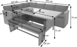 Poly-Rattan-Garnitur MCW-A29, Gartengarnitur Sitzgruppe Lounge-Esstisch-Set Sofa Grau, Kissen Grau + Bank -Angebote Moos Traum Store f0cb4841a453fa982863e794f7e93447