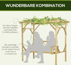 Outsunny Hollywoodschaukel Mit Pergola, 2-Sitzer Gartenschaukel, Wetterbeständige Schaukebank Für Garten, Balkon, Massivholz, Natur, 221 X 140 X 196 Cm -Angebote Moos Traum Store f182ce9ae10dd0186698f359f2579242