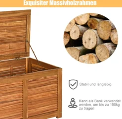 COSTWAY Gartenbox Aus Akazienholz 160kg Belastbar, Aufbewahrungsbox, Gartenbank, Kissenbox, Auflagenbox, Für Garten Und Hinterhof, 120x45x45cm -Angebote Moos Traum Store f34efbcec26fcf5b224e941ddada2a73