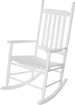 Vintage Holz Schaukelstuhl Mit Armlehnen - Weiß - Relax Schaukel Schwing Sessel Landhaus Stil Klassisch