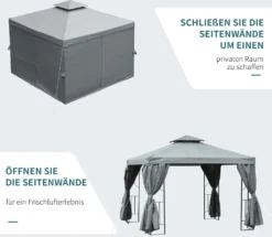Outsunny Gartenpavillon Pavillon Ca. 3 X 3 M Doppeldach Partyzelt Festzelt 4 X Doppel-Seitenteile Wasserdicht UV-Schutz Metall Polyester Dunkelgrau 11 Outsunny Gartenpavillon Pavillon Ca. 3 X 3 M Doppeldach Partyzelt Festzelt 4 X Doppel-Seitenteile Wasserdicht UV-Schutz Metall Polyester Dunkelgrau -Angebote Moos Traum Store f390dffa9a93bf3dd8518aa116352b5e