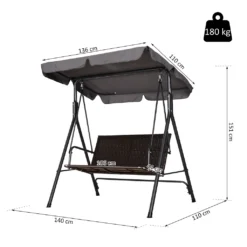 Outsunny Rattan Hollywoodschaukel, 2-Sitzer Gartenschaukel, Schaukelbank, Verstellbares Sonnendach, Stahlrahmen 140 X 110 X 151 Cm 14 Outsunny Rattan Hollywoodschaukel, 2-Sitzer Gartenschaukel, Schaukelbank, Verstellbares Sonnendach, Stahlrahmen 140 X 110 X 151 Cm -Angebote Moos Traum Store f3f68d3865e1e9a4040c2e20b55346aa