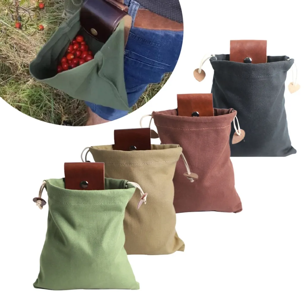 4er Pack Faltbare Canvas Leder Foraging Pouch, Mushroom Foraging Gürteltasche, Bushcraft Bag Für Camping, Wandern, Ernten, Sammeln 1 4er Pack Faltbare Canvas Leder Foraging Pouch, Mushroom Foraging Gürteltasche, Bushcraft Bag Für Camping, Wandern, Ernten, Sammeln