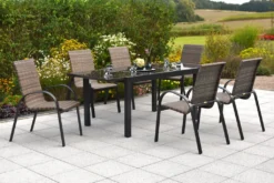 Merxx Gartenmöbelset "Varese" 7tlg. - Aluminiumgestell Mit Kunststoffgeflecht Mudbraun - 50583-275