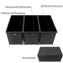 Tectake Aluminium Rattan Sitzgruppe New York 6+4+1 Mit Schutzhülle - Schwarz -Angebote Moos Traum Store f5466d6304f85877df60e4e85d1fe508