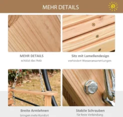 Outsunny Gartenschaukel Schaukelbank Hängebank Mit Faltbarem Couchtisch Für 2-3 Personen Tannenholz Patio Terrasse Hinterhof Komfortable 150 X 75 X 53 Cm Natur -Angebote Moos Traum Store f66589fa8759072576271b25599657ca