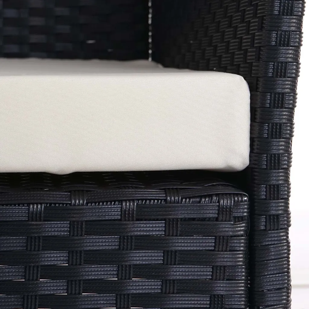 2x Poly-Rattan Gartensessel Hamar, Korbsessel Anthrazit, Kissen Creme 2 2x Poly-Rattan Gartensessel Hamar, Korbsessel Anthrazit, Kissen Creme – Bild 2