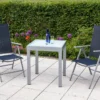 Merxx Gartenmöbelset Amalfi 3tlg. Aluminium, Textil Silber, Marineblau