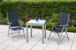 Merxx Gartenmöbelset Amalfi 3tlg. Aluminium, Textil Silber, Marineblau