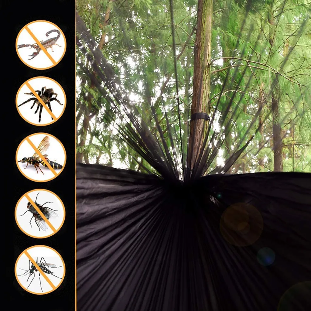 Camping Doppel Hängematte Mit Moskitonetz , Reise Zelt Für Outdoor,Wandern,Trekking,270x140 Cm(Schwarz) 4 Camping Doppel Hängematte Mit Moskitonetz , Reise Zelt Für Outdoor,Wandern,Trekking,270x140 Cm(Schwarz) – Bild 4