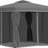 Outsunny Gartenpavillon Pavillon 3 X 3 M Gartenzelt Mit Doppeldach Festzelt Partyzelt Mit 4 X Seitenteile Moskitonetz Wetterfest Aluminium Polyester Dunkelgrau