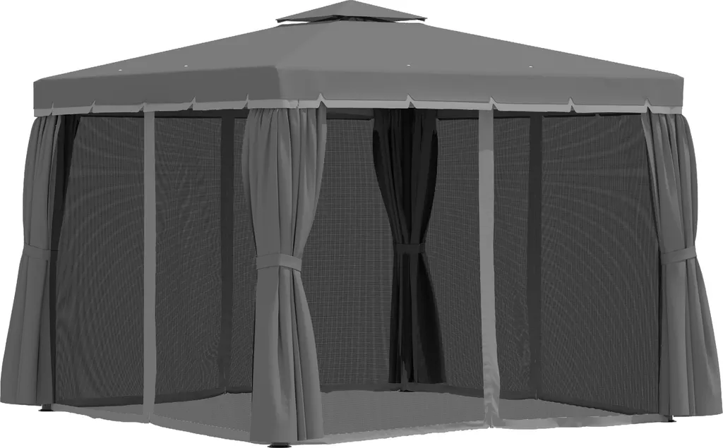 Outsunny Gartenpavillon Pavillon 3 X 3 M Gartenzelt Mit Doppeldach Festzelt Partyzelt Mit 4 X Seitenteile Moskitonetz Wetterfest Aluminium Polyester Dunkelgrau 1 Outsunny Gartenpavillon Pavillon 3 X 3 M Gartenzelt Mit Doppeldach Festzelt Partyzelt Mit 4 X Seitenteile Moskitonetz Wetterfest Aluminium Polyester Dunkelgrau