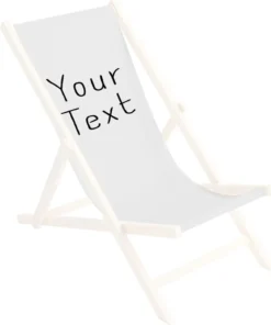 Ersatz-Stoffbezug Wechselbarer Liegestuhl Stoffbezug 100% Polyester Für Holz-Liegestuhl Klappliegestuhl Personalisierbar Your Text Weiß [119]