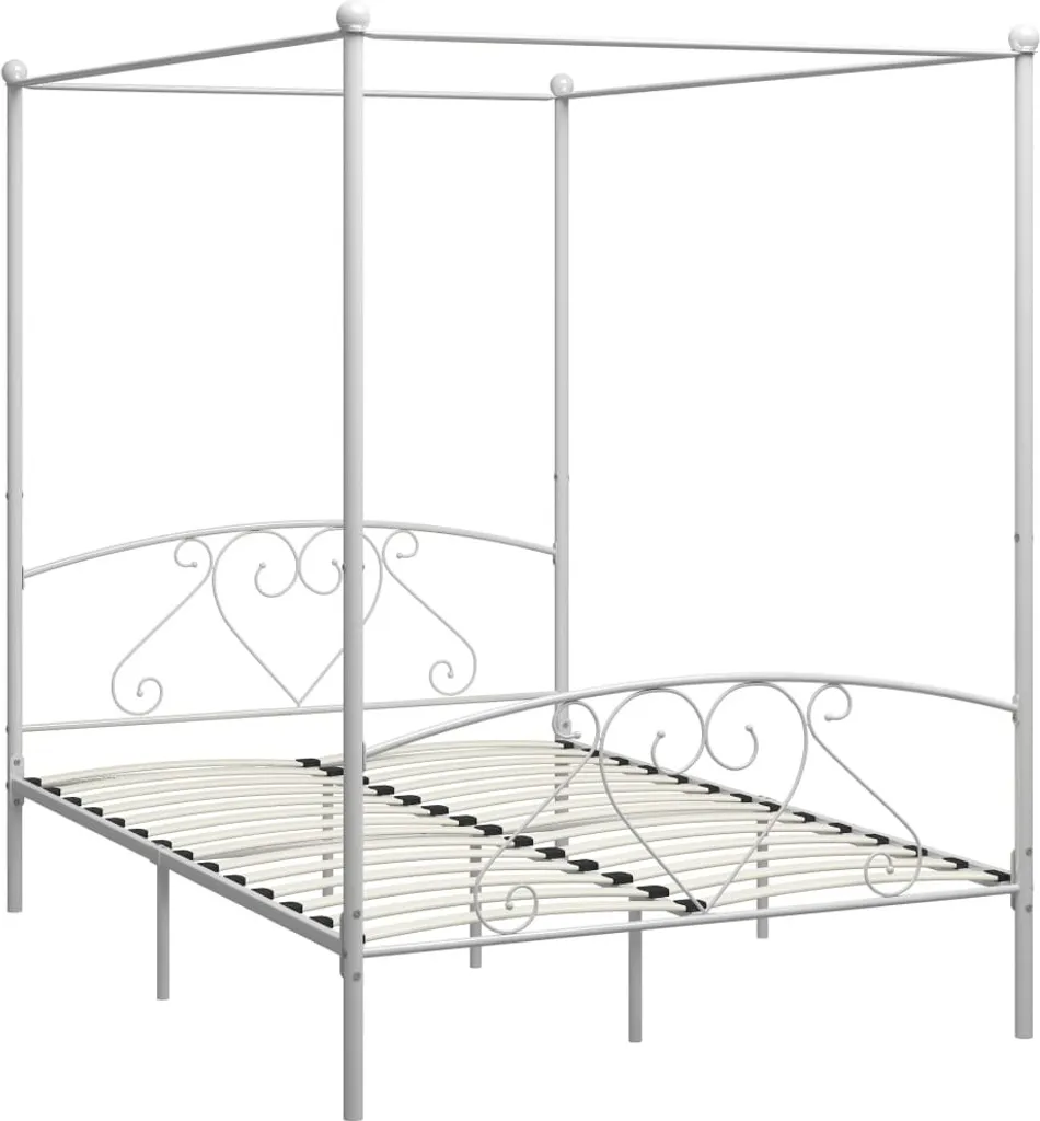 VidaXL Himmelbett-Gestell Weiß Metall 140 X 200 Cm 2 VidaXL Himmelbett-Gestell Weiß Metall 140 X 200 Cm – Bild 2