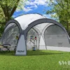 LED Event Pavillon 3,6 X 3,6m DomeShelter Garten Pavillion Inkl. Solarmodul Pavilion Designer Gartenzelt Camping Pavilon Partyzelt Mit Beleuchtung - Anthrazit