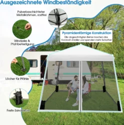 COSTWAY 3x3 M Pop Up Pavillon Mit Moskitonetz Und Sandsäcke, Faltpavillon Faltbar, UV-Schutz 50+, Gartenzelt Partyzelt Stabil, Gartenpavillon Für Garten, Inkl. Rolltasche (Weiß) -Angebote Moos Traum Store fe1c6525052da408ba4cbc6e402206f2