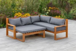 Merxx Eckset "Merida" - Akazienholz, Inkl. Kissen