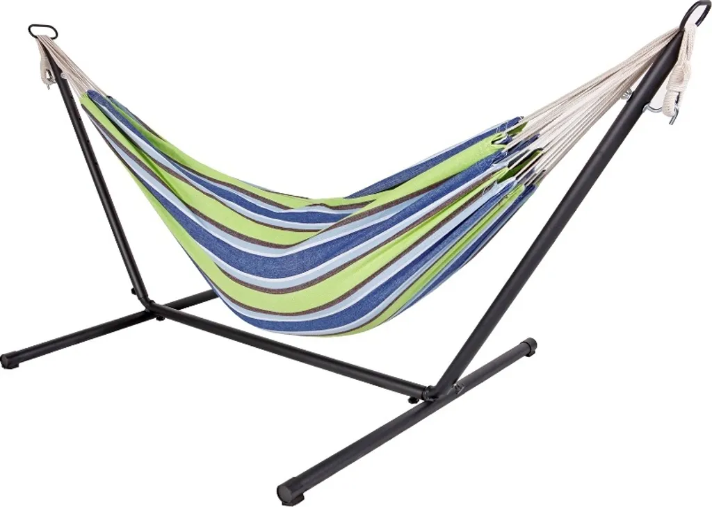 Doppel Hängematte Mit Stahlgestell - Modell: Celeste & Yellow 1 Doppel Hängematte Mit Stahlgestell - Modell: Celeste & Yellow