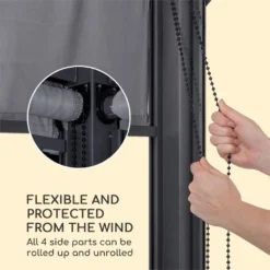 Blumfeldt Grandezza Cortina Gartenpavillon, 4 Seitenteile Mit Rollmechanismus, Pulverbeschichteter Stahl, Dach Mit Wasserabweisender Beschichtung, Rostfrei, überdachte Fläche: 3 X 4 M, Dunkelgrau -Angebote Moos Traum Store ffdb4a6040878ba1b9b21d1c86120732